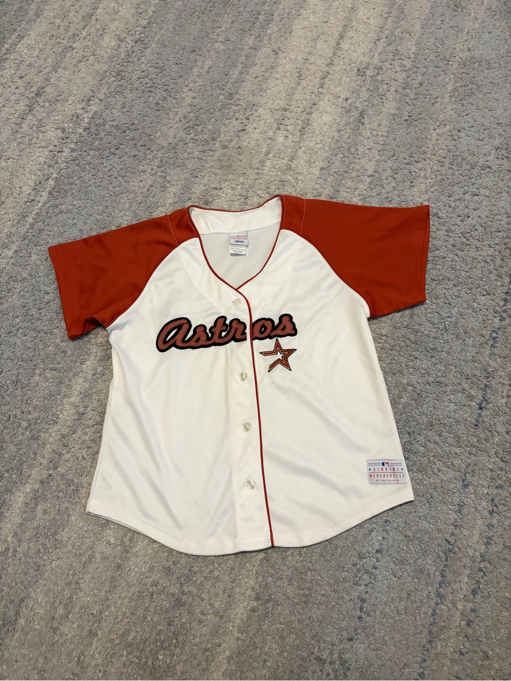 MLB Houston Astros Womens L Button Up Baseball Jersey Brick Red⁠